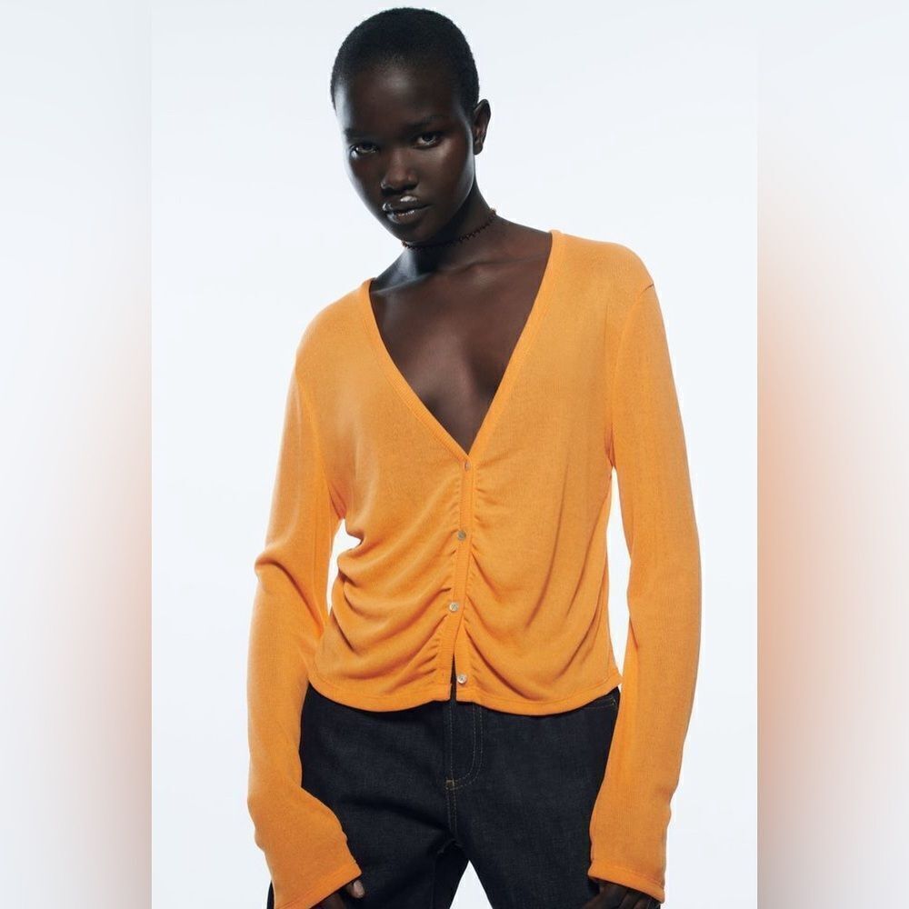 ZARA BUTTONED RUCHED JACKET - Picture 3 of 8